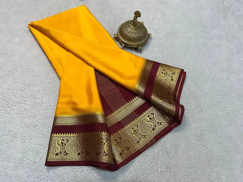 Pure semi crepe mysore silk saree - Image 6 in Hyderabad